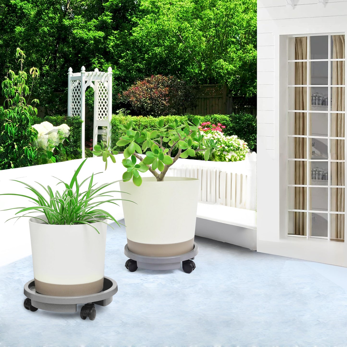 ORIMERC 3 Pack Plant Caddy with Wheels Heavy Duty 12 inch Plant Saucer Self-watering Design, Movable Wheeled Round Planter Stand Coaster Trolley, Flower Pot Dolly Rack Tray on Rolling Caster Roller Indoor Outdoor