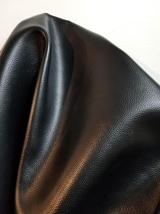 NAT Leathers Black Pebblegrain Soft Faux Leather Fabric PU Sold by The Yard