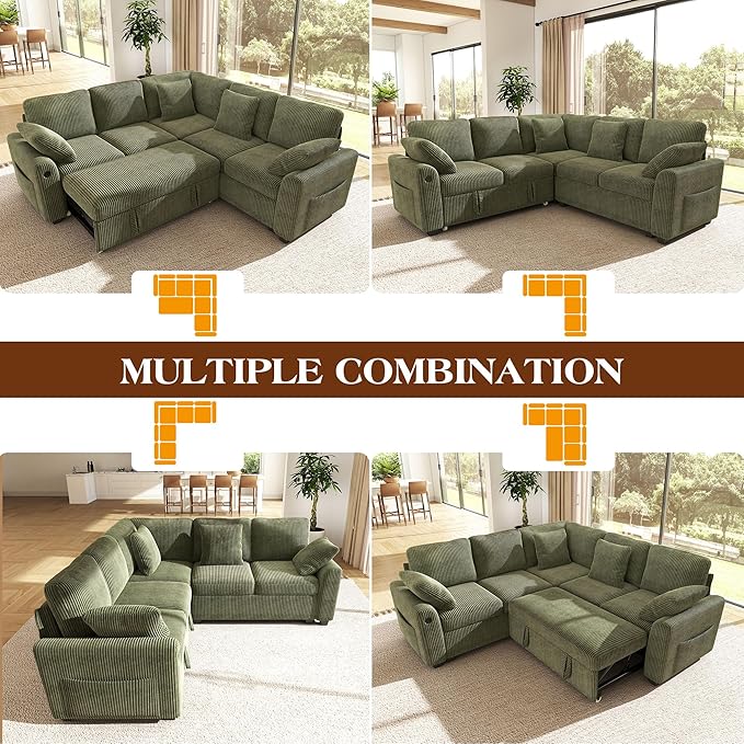 Ihanherry 83-inch 5-Seater Large Sectional Sofa Bed