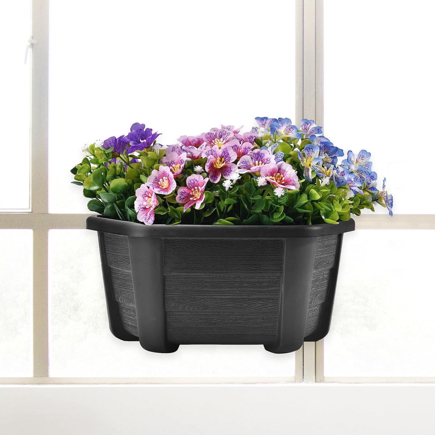 ORIMERC 9.8 Inches Self Watering Wall Planters for Indoor Plants, Railing Planters Balcony Planters Wall Hanging Planters, Lightweight, Dark Coffee (Pack of 8)