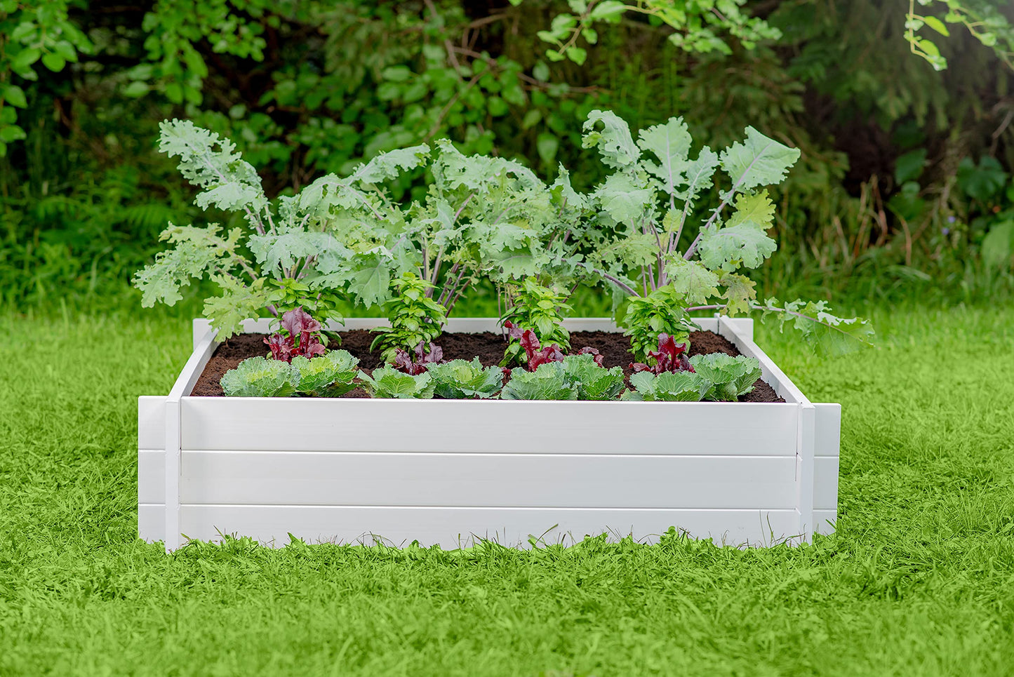 Vita Hudson 48"W x 48"L Screwless Vinyl Garden Bed, White