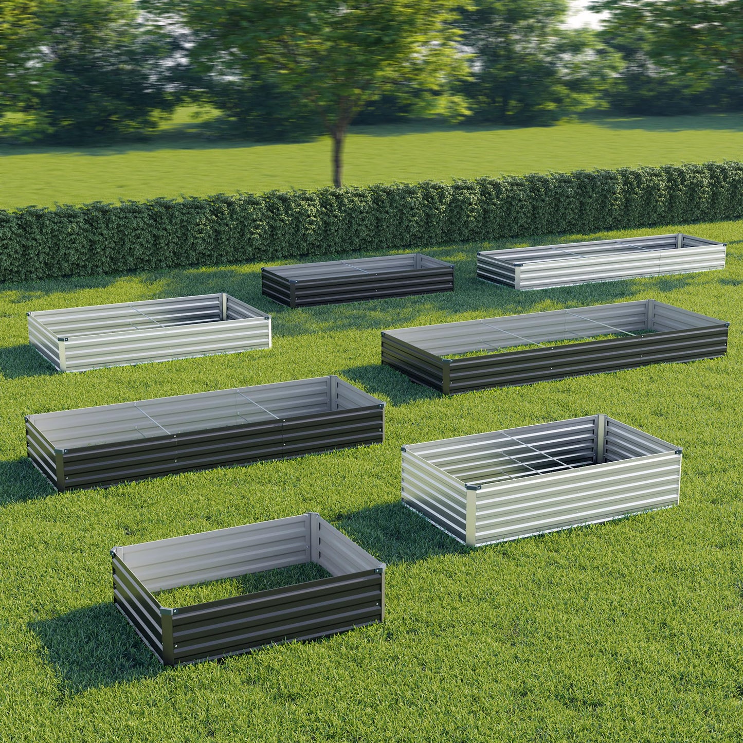 zunatu 12x4x1 ft(2 Pack) Galvanized Raised Garden Bed,Outdoor Planter Box Metal Patio Kit Planting Bed for Vegetables Flowers and Succulents,Silver
