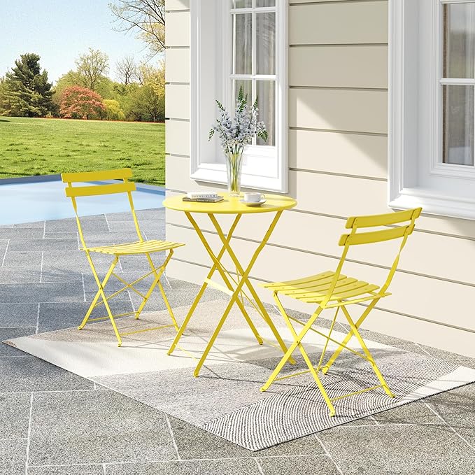 3-Piece Folding Bistro Set, Outdoor Patio Furniture Set