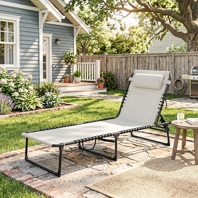 Outsunny Folding Chaise Lounge Chair, Patio Sun Tanning Chair, Outdoor Chaise