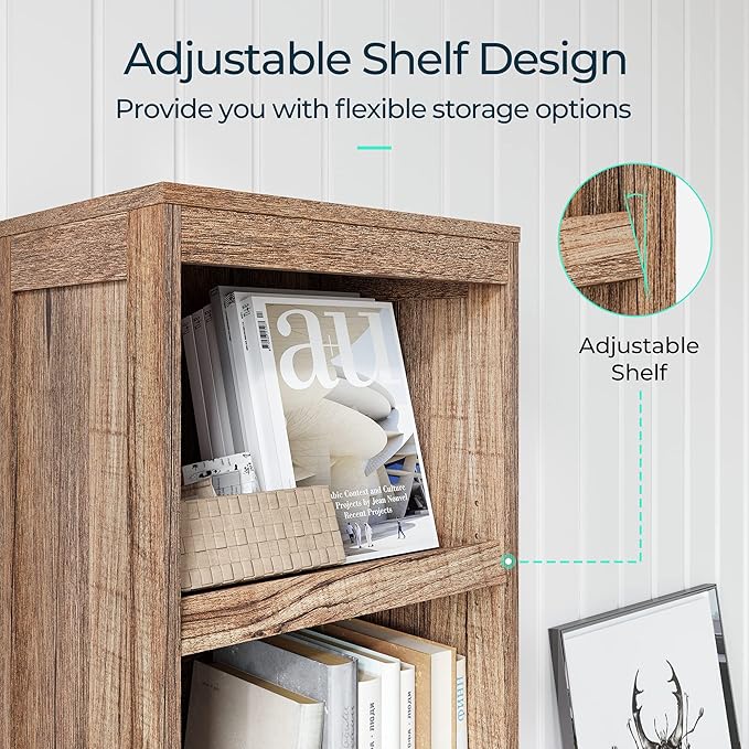 LINSY HOME 5-Shelf Bookcase, Narrow Bookshelves Floor Standing Display Storage