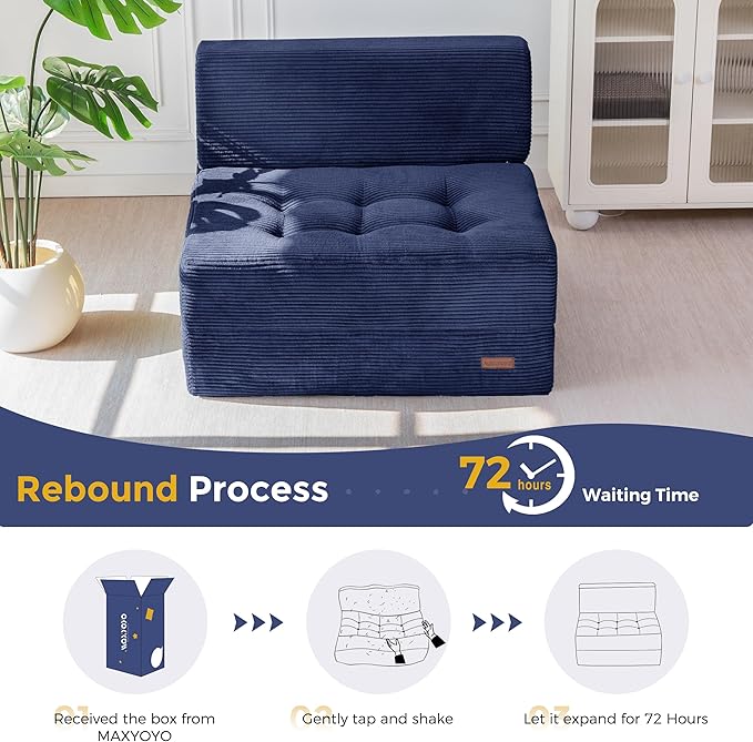 MAXYOYO 8" Folding Sofa Bed, Fold Out Chair Bed Sleeper Chair, Convertible