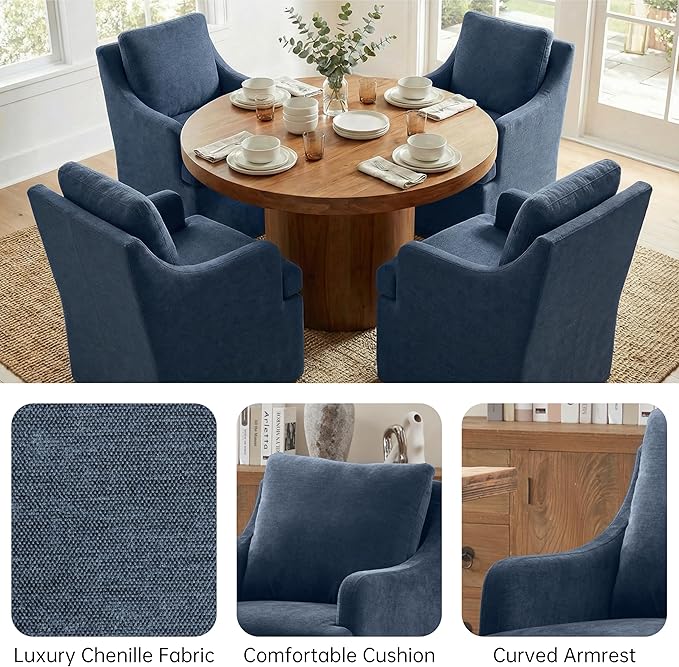VKNOW Upholstered Dining Chairs Set of 6, Modern Kitchen Chairs Dinner Chairs