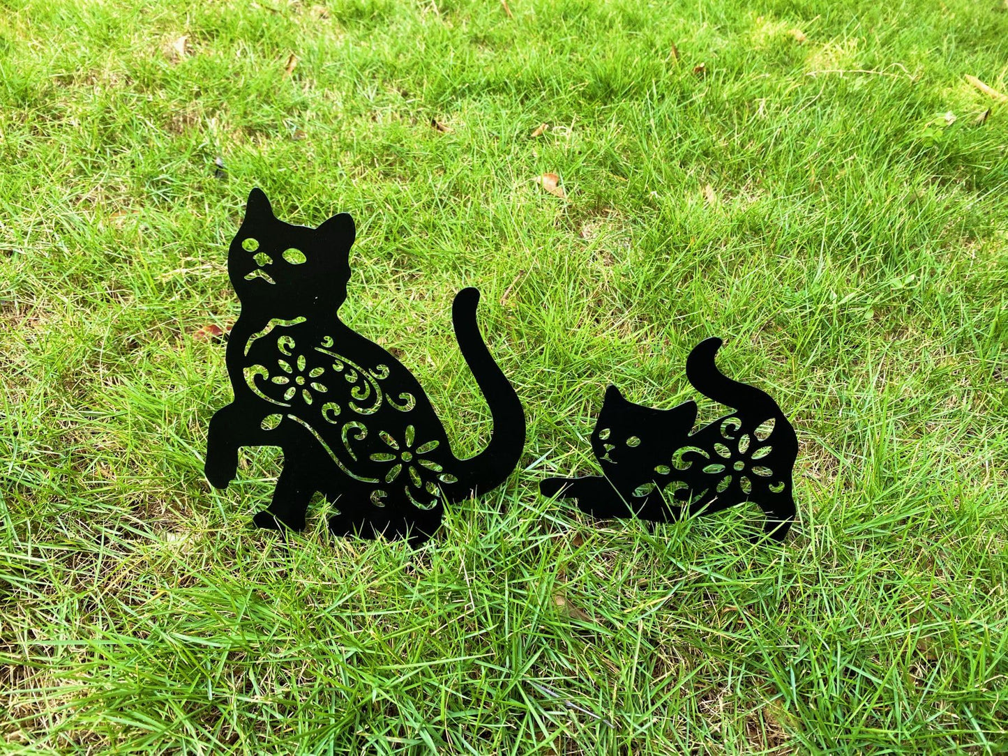 RANNYOZIO 3 Pack Cat Decorative Garden Stake Metal Cat Garden Statues Black Cats Silhouette for Yard Outdoor Decor Lawn Ornaments