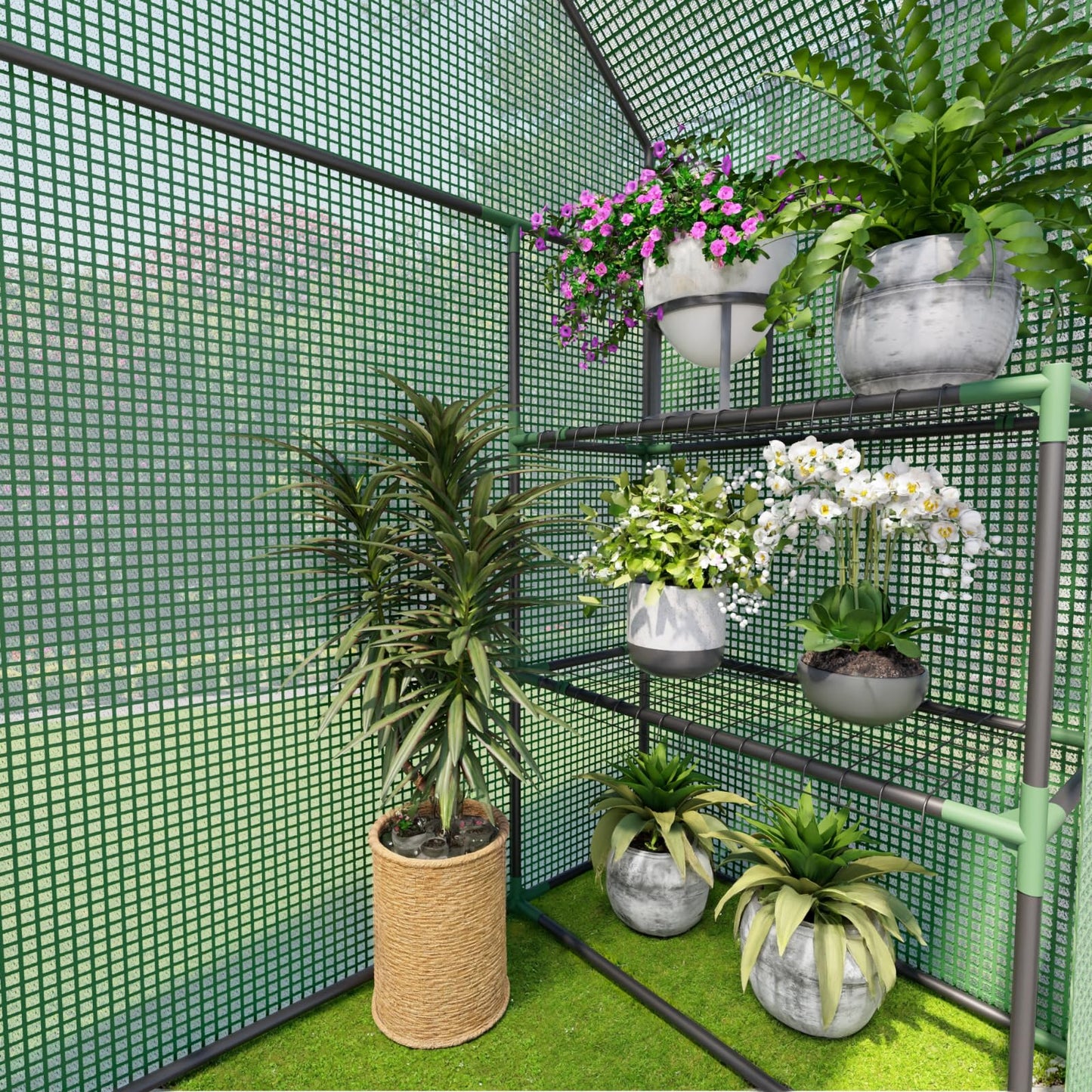 Greenhouse for Outdoors, Small Greenhouse, Walk-in Greenhouses with 3 Tiers 4 Shelves, PE Cover, Heavy Duty Plant Greenhouses for Garden and Backyard