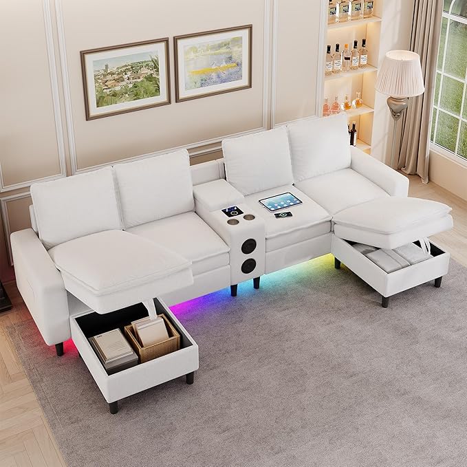 Sectional Couches for Living Room, 4 Seat Sectional Sofa