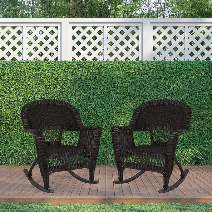 Jeco Set of 2 Wicker Rocker Chairs