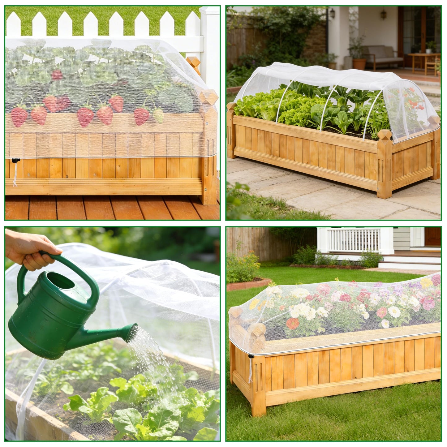 2 Pack Garden Netting for Raised Beds, 37.4" x 19.6" x 19.6" Garden Bed Insect Bird Netting Cover, Raised Garden Bed Plant Cover Mesh Pest Barrier Screen for Protecting Vegetables Fruits Flowers