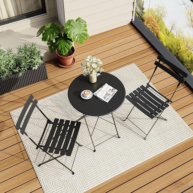 3-Piece Folding Bistro Set, Outdoor Patio Furniture Set