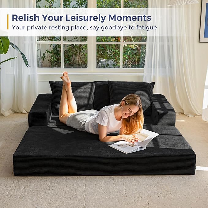 MAXYOYO Loveseat Sofa Bed, 4 in 1 Convertible Boneless Couch Folding Recliner
