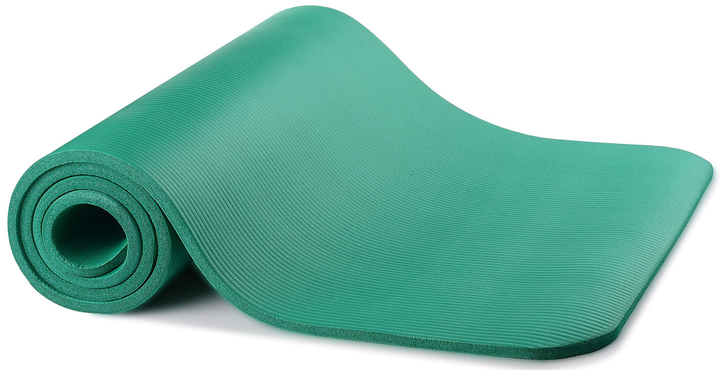 Fitvids Yoga Mat, 1/2-Inch Extra Thick High Density Exercise Mat, Anti-Tear Exercise Yoga Mat with Carrying Strap, Suitable for Various Yoga Exercises