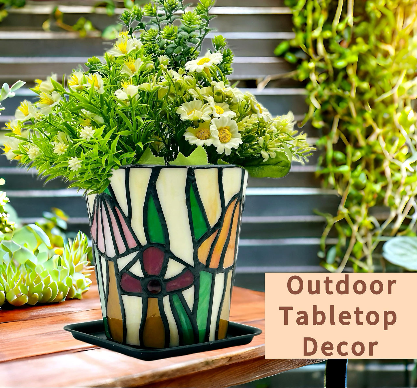 Entlityful Stained Glass Mushroom Planter,Mushroom Pot with Drainage Holes,Unique Indoor and Outdoor Plant Pots, Funny Sansevieria Garden Planters, Gifts for Gardeners Woman Visit The Store