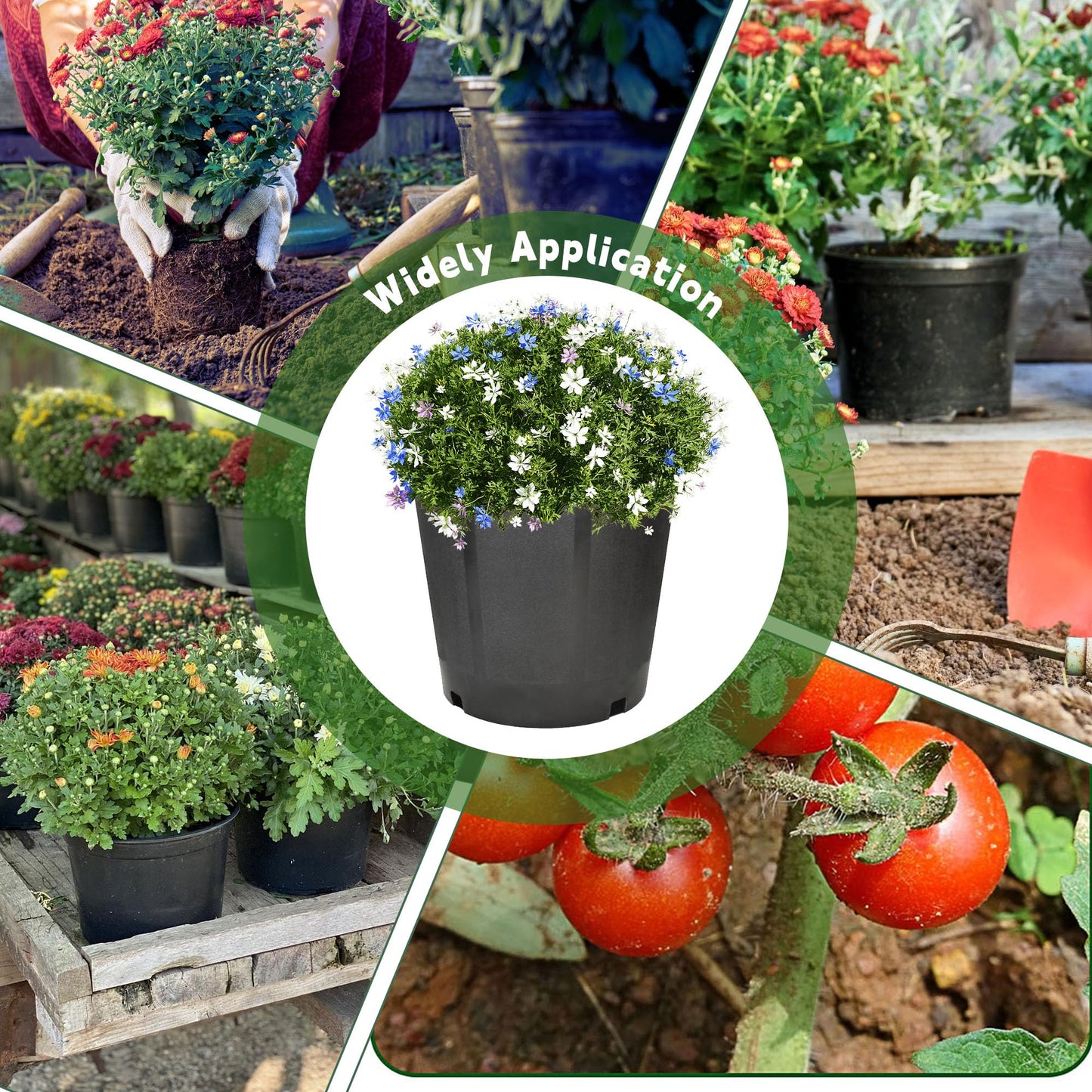 HOSTIC 3 Gallon Flexible Nursery Pots Gallon Pot with Drainage Holes Plastic Plant Container Suitable for Indoor Outdoor Vegetables Flowers Plants 10 PCS