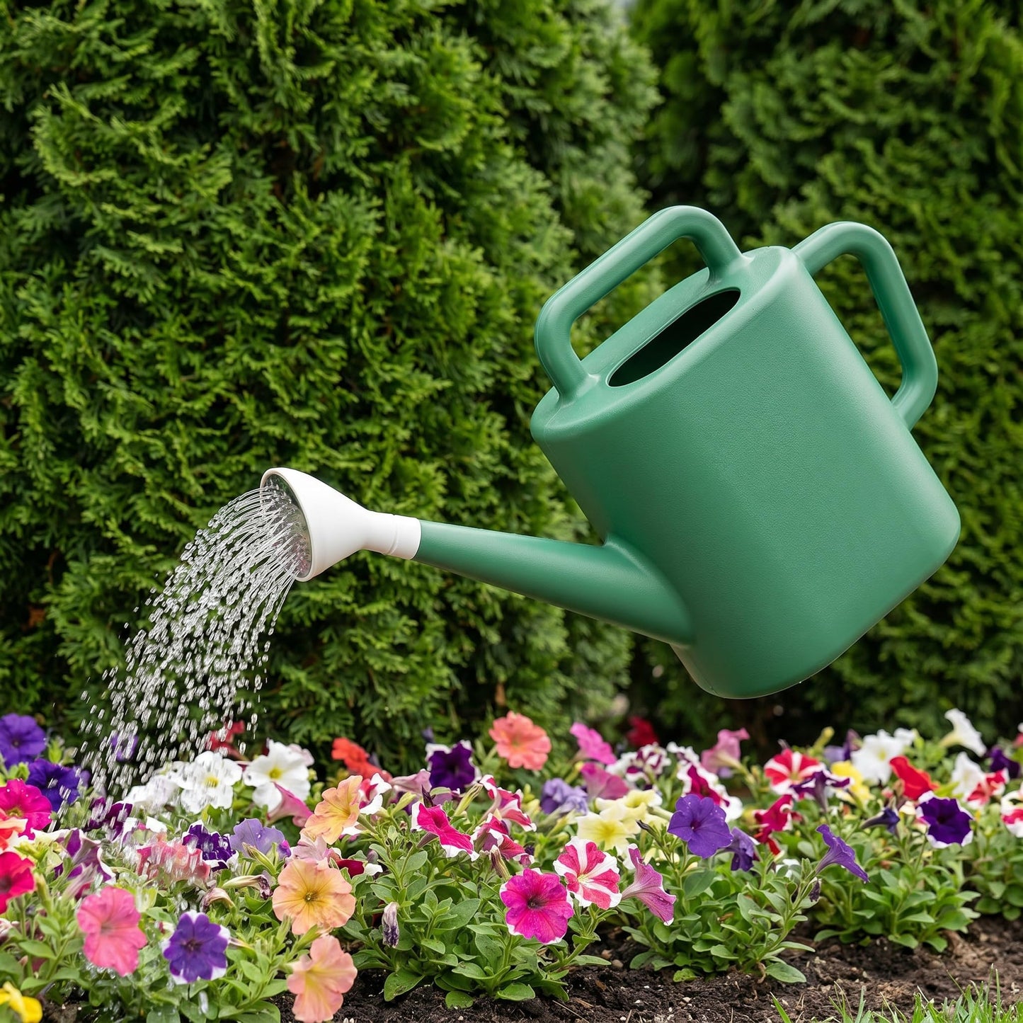 2 Gallon Resin Watering Can,Garden Outdoor with Removable Long Spout and Stainless Steel Sprinkler Head,Large Plastic Suitable for Garden, Indoor Plants, or Outdoor Flowers (Green) (10L)