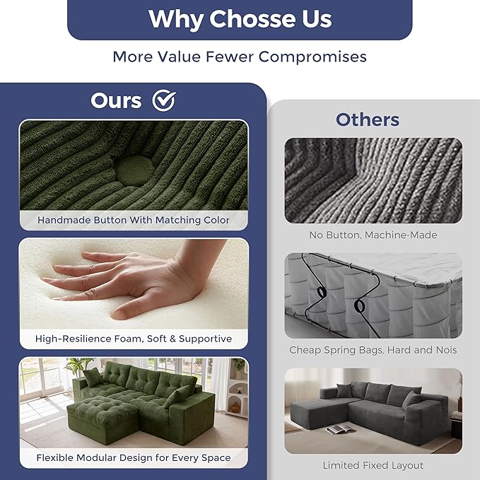 MAXYOYO 104" L Shaped Modular Sectional Sofa
