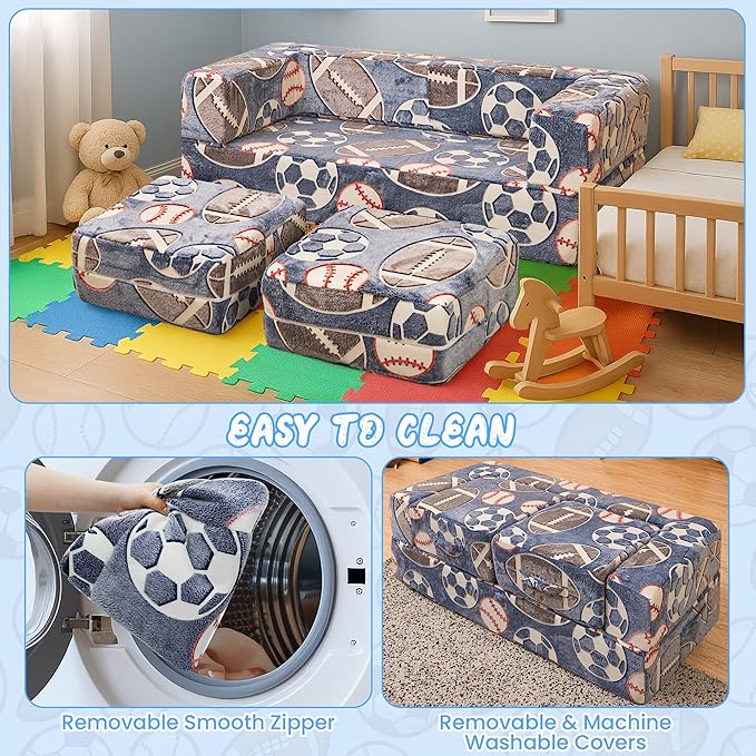 Cvortll Modular Kids Play Couch, Glow in Dark Kids Sofa, Child Sectional Sofa
