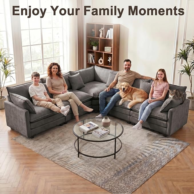 111.4" V-Shaped Corner Couch Sectional|5 Seat Customizable Modular Cloud