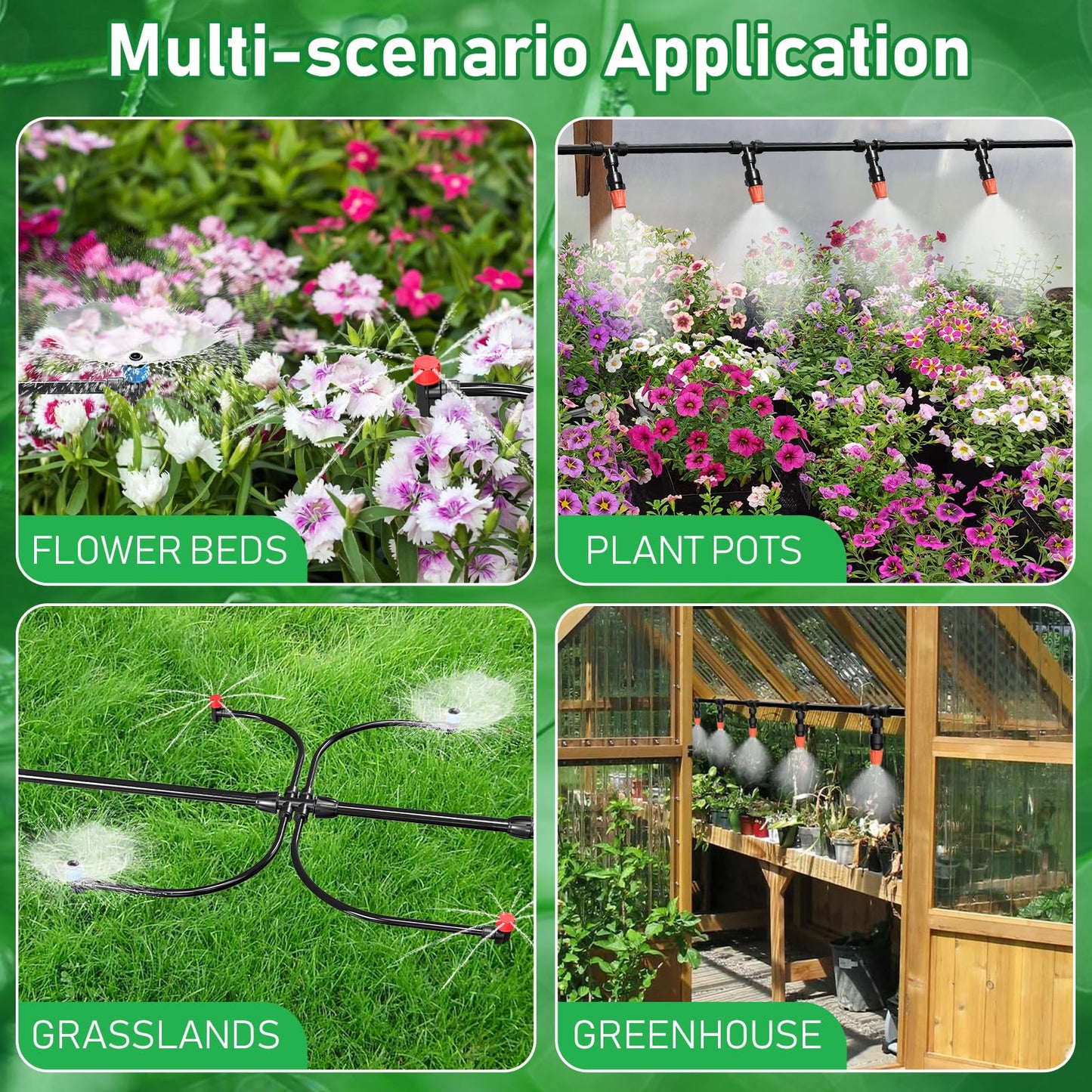 246FT Drip Irrigation System, Automatic Drip Irrigation Kit with 1/2" Main Tube & 1/4" Branch Tubing, Adjustable Drip Emitters, Garden Watering System for Flower Bed, Raised Beds, Lawn, Greenhouses