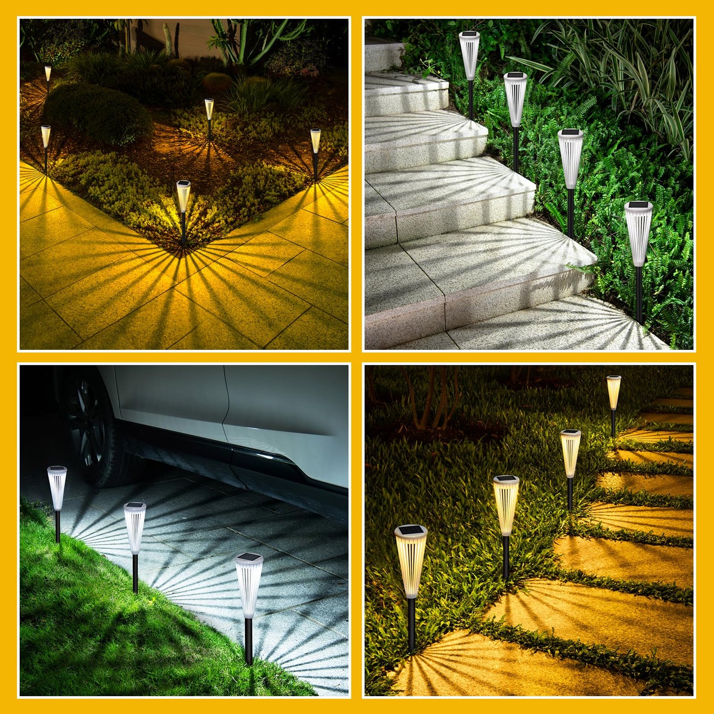 Hollow Solar Garden Lights Outdoor Landscape Courtyard Atmosphere Decorative Ground-Mounted Lawn Lights Solar Pathway Lights 2 Pack