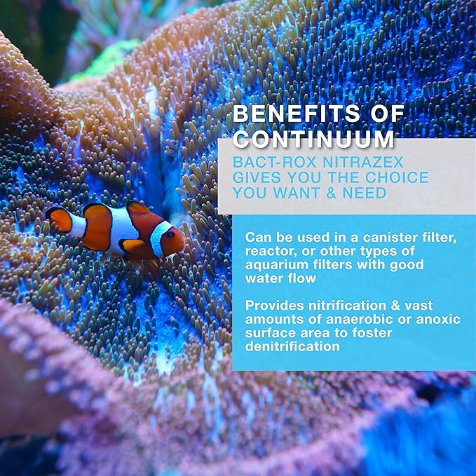 Continuum Aquatics Bact Rox Nitrazex – Small Porous Filtration Media to Remove Nitrates, Nitrite, and Ammonia in Reefs, Marine Saltwater and Freshwater Aquariums, 250-ml (Pack of 2)