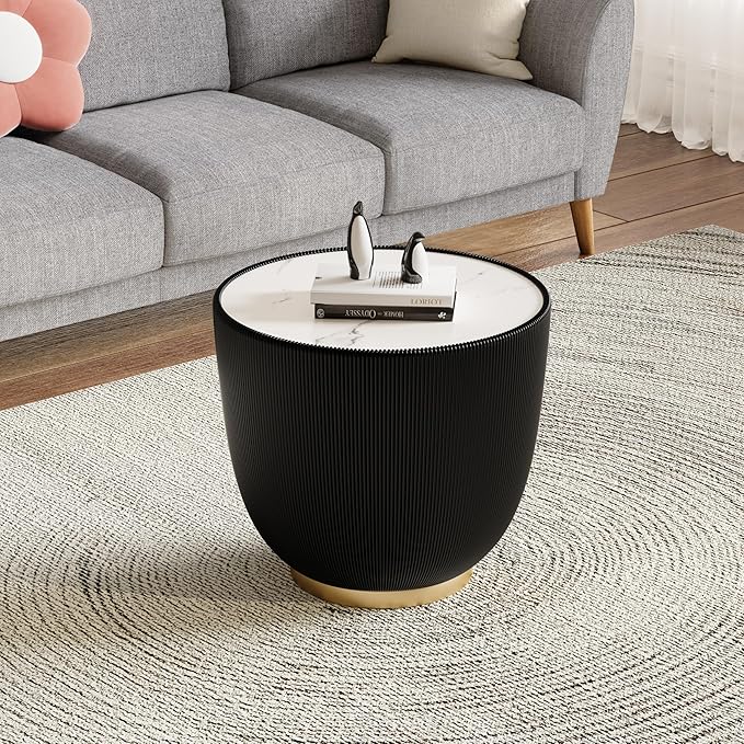 Round Marble Coffee Table Set of 2, 2 Piece Coffee Table and End Table