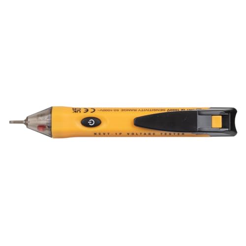 Klein Tools NCVT1P Voltage Tester, Non-Contact Low Voltage Tester Pen, 50V to 1000V AC, Audible and Flashing LED Alarms, Pocket Clip