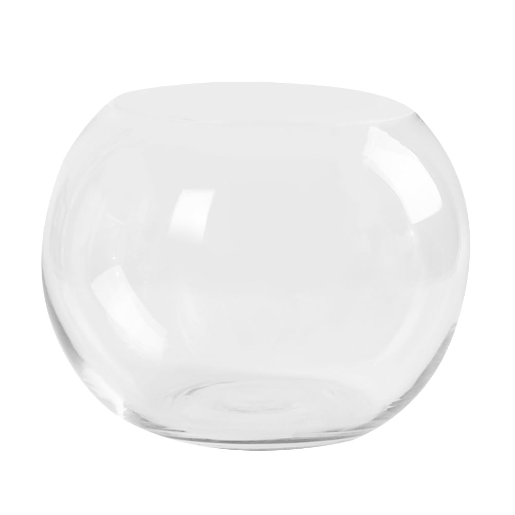 Luxshiny 2Pcs Clear Glass Vase Container 4 Inch Round Hydroponic Plant Holder Decorative Desktop Flower Pot for Home Office Hotel