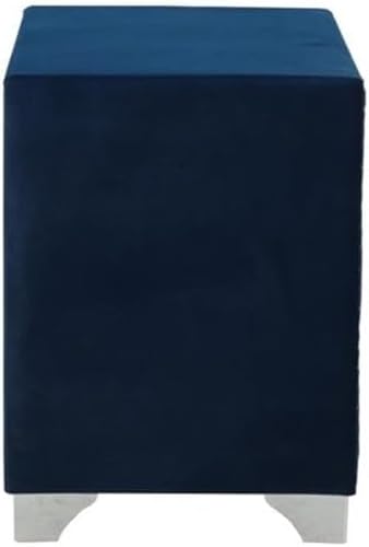 Pemberly Row 2-Drawer Velvet Upholstered Nightstand, Pacific Blue, 25.5" H x