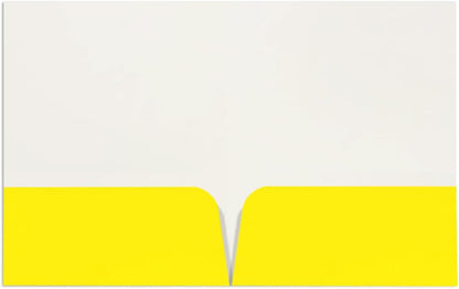JAM PAPER Custom Printed Semi-Gloss Folders with Round Corner Pockets - Personalized Logo & Text - 12pt C1S - Yellow - 250/Pack