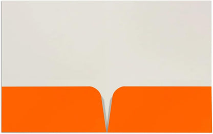 JAM PAPER Custom Printed Semi-Gloss Folders with Round Corner Pockets - Personalized Logo & Text - 10 pt C2S - Orange - 100/Pack