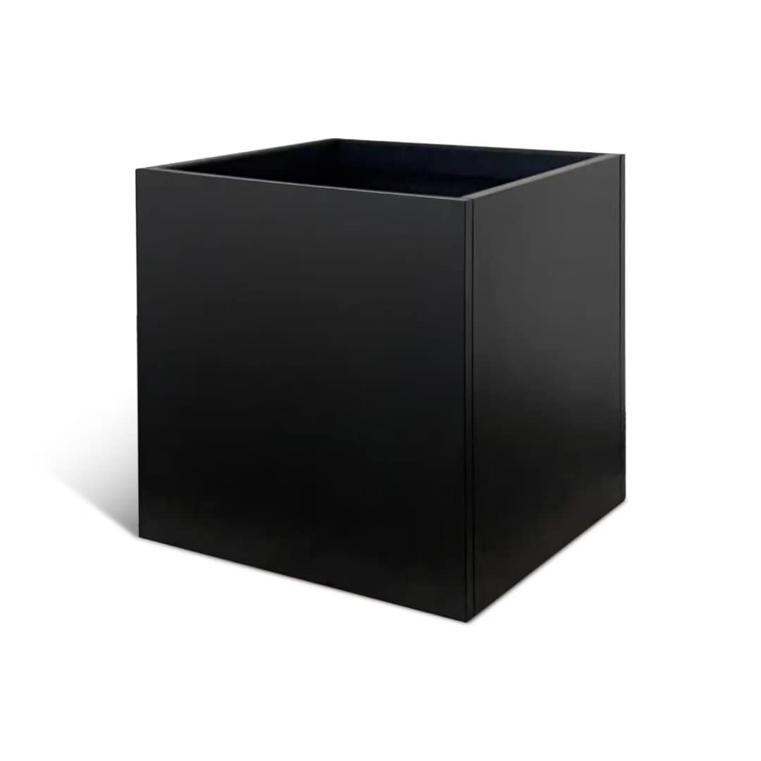 Galvanized Steel Planter Box Black Metal Planter 24Inch Large Square Indoor Outdoor Planters Cube Steel Heavy Duty Planter Powder Coating Modern Commercial Residential for Plants, Patio, Yard, Garden