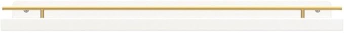 WOPITUES Floating Shelves with Gold Metal Guardrail, Shelves