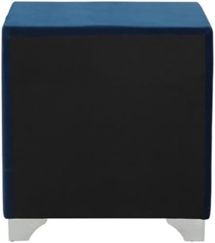 Pemberly Row 2-Drawer Velvet Upholstered Nightstand, Pacific Blue, 25.5" H x