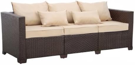 Rattan Star Outdoor Furniture Couch 3 Seater Sofa Outdoor Brown Wicker Sofa