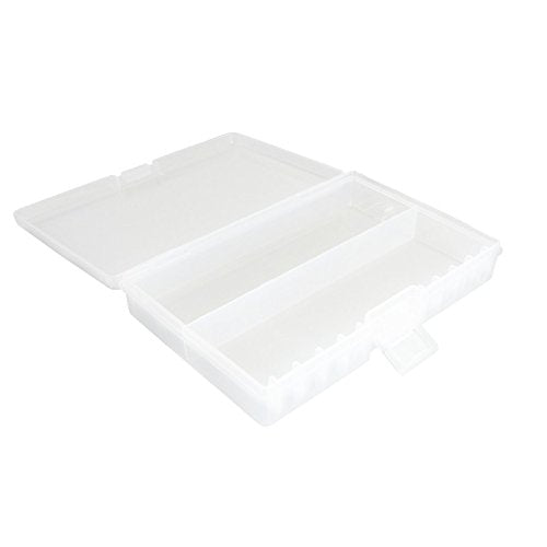 Foto&Tech AA AAA Battery Storage Box, Rechargeable Battery Storage Case Battery Holder Organizer Box Holds 46AA or 64AAA with Hinged Lid Charge Reminder Marking Non-Slip Bottom Sturdy Plastic Clear