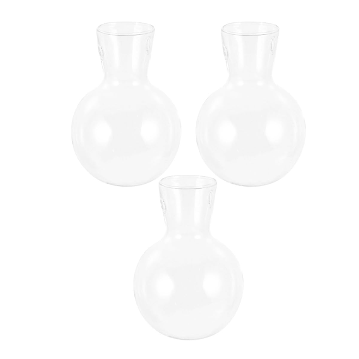 JEWEDECO Glass Flower Vase with Wooden Stand 3pcs High Borosilicate Glass Propagation Station Desktop Planter for Hydroponic Plants and Terrarium Home Décor