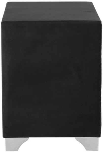 Pemberly Row Contemporary Upholstered 2-Drawer Nightstand, Soft Grey Velvet
