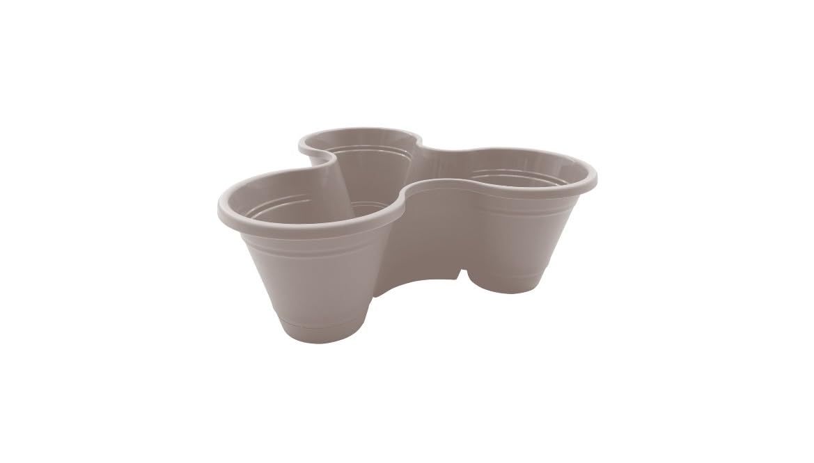 (2) Pack Small Sized 3 Section Vertical Stackable Planter - Space Saving Garden Tower for Herbs, Flowers & Vegetables - Taupe Stackable Planter Pots for Indoor Outdoor