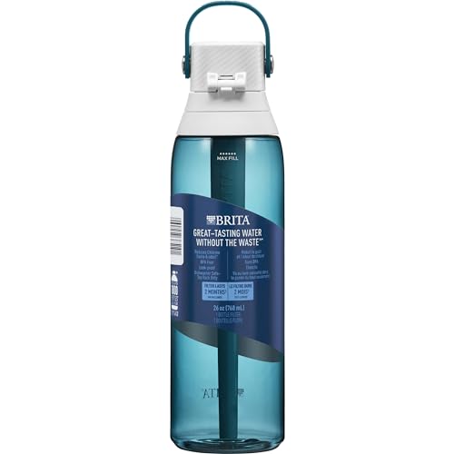 Brita Insulated Filtered Water Bottle with Straw, Reusable, Christmas Gift and Stocking Stuffer For Men and Women, BPA Free Plastic, Sea Glass, 26 Ounce