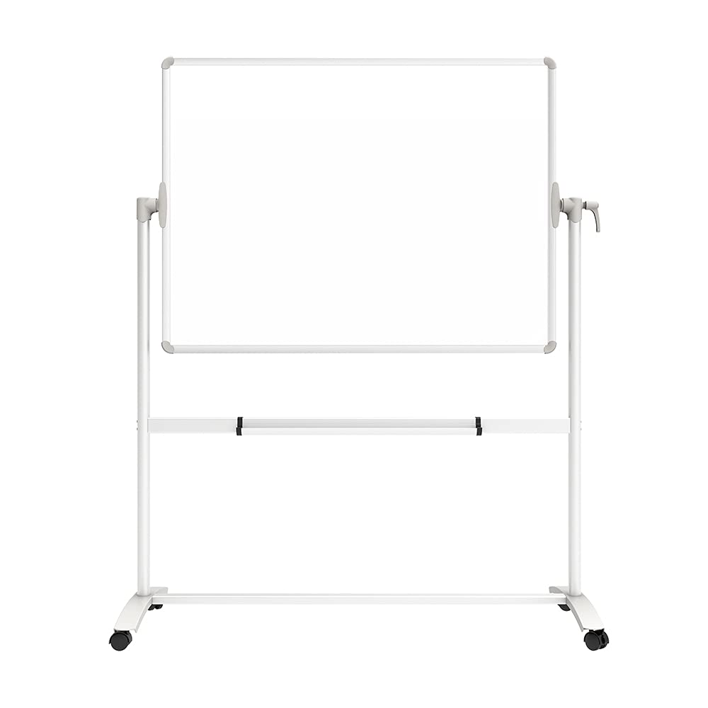 VIZ-PRO Double-Sided Magnetic Mobile Whiteboard, 48 x 36 Inches