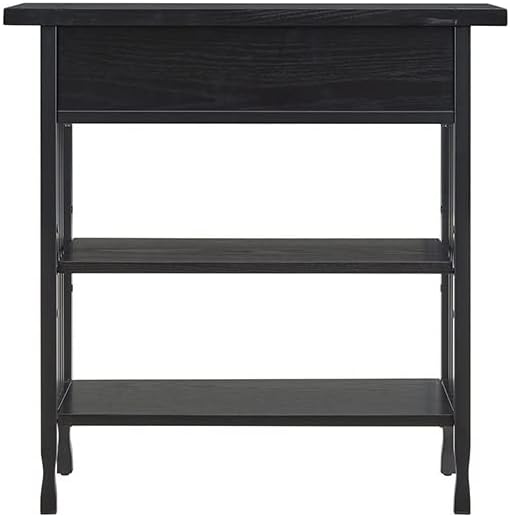 Leick Home Ironcraft Bookshelf, Solid Wood, 1 Drawer, 2 Shelves, Slatted Sides