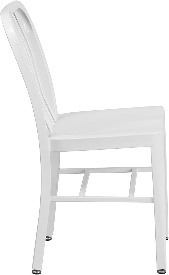 Flash Furniture Commercial Grade White Metal Indoor-Outdoor Chair