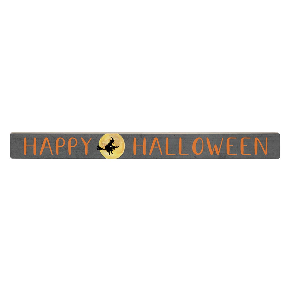 Simply Said, INC Talking Sticks Halloween Sign - Happy Halloween - Flying Witch Halloween Decor - 16 x 1.5 inch Wood Sign - Made in USA - TLK1662