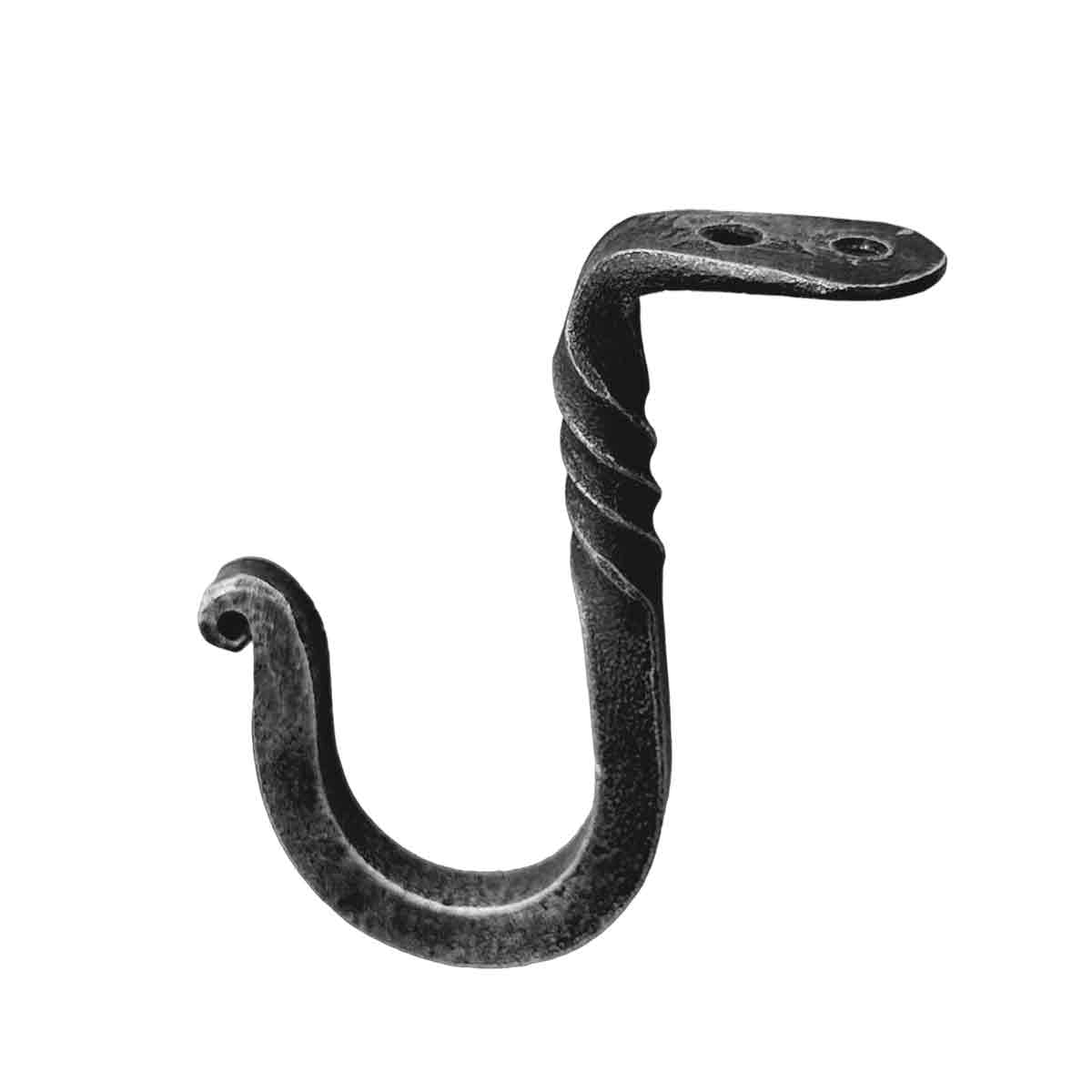 Living Ideas Hand Forged Under Mount Classic Style Ceiling Hook - Wrought Iron Handmade Twisted for Planters, Lanterns, Hanging Bird Feeders, Wind Chimes - Decorative Hooks