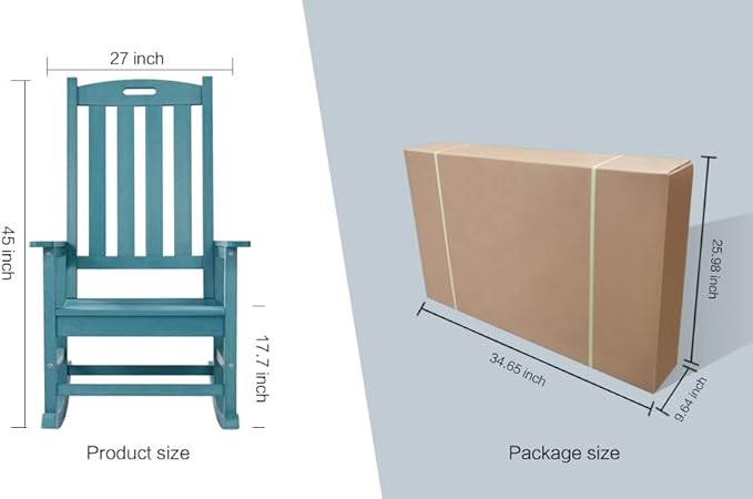 Psilvam Oversized Outdoor Rocking Chair Set of 2, HDPE Porch Rocker