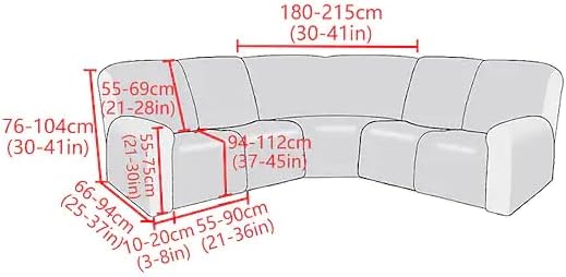 LightInTheBox 7-Piece Velvet Stretch Reclining Couch Covers 5 Seats Corner Sofa